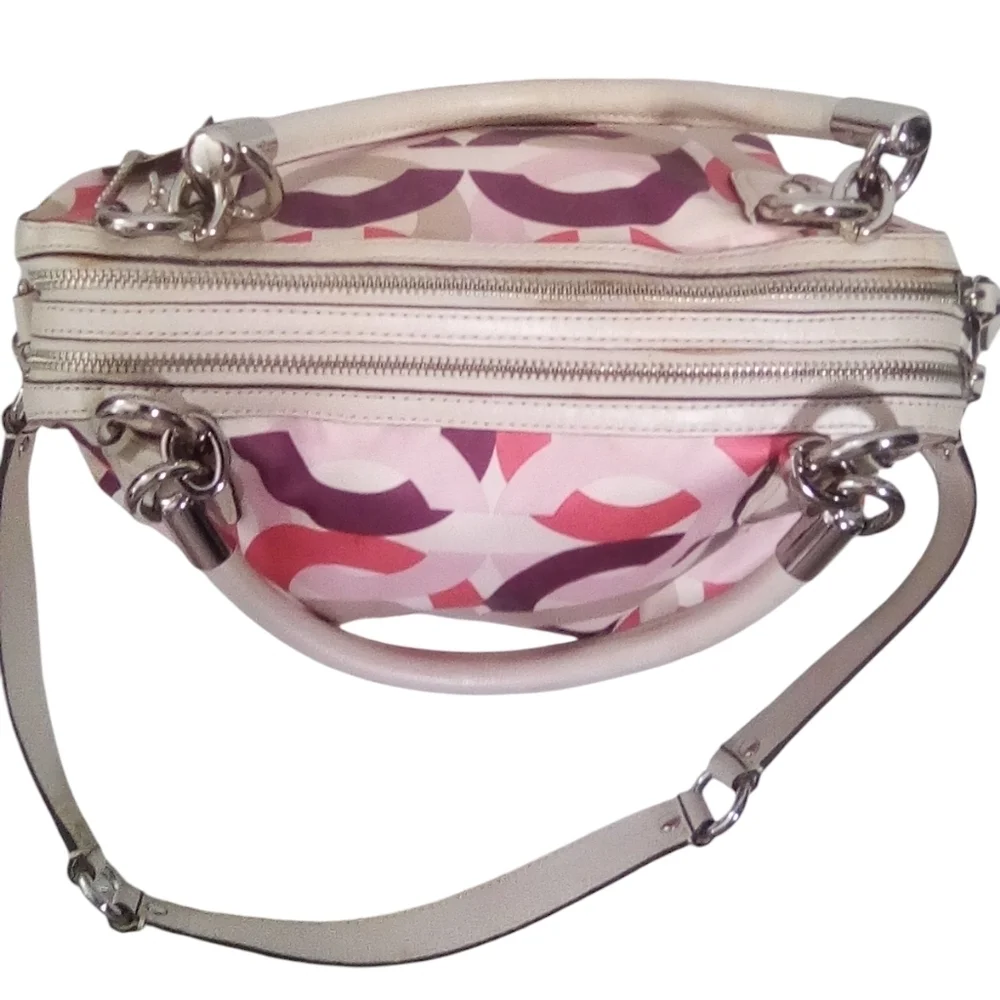 Coach Signature Scribble Print Crossbody Satchel – Multicolor Sateen & Leather
